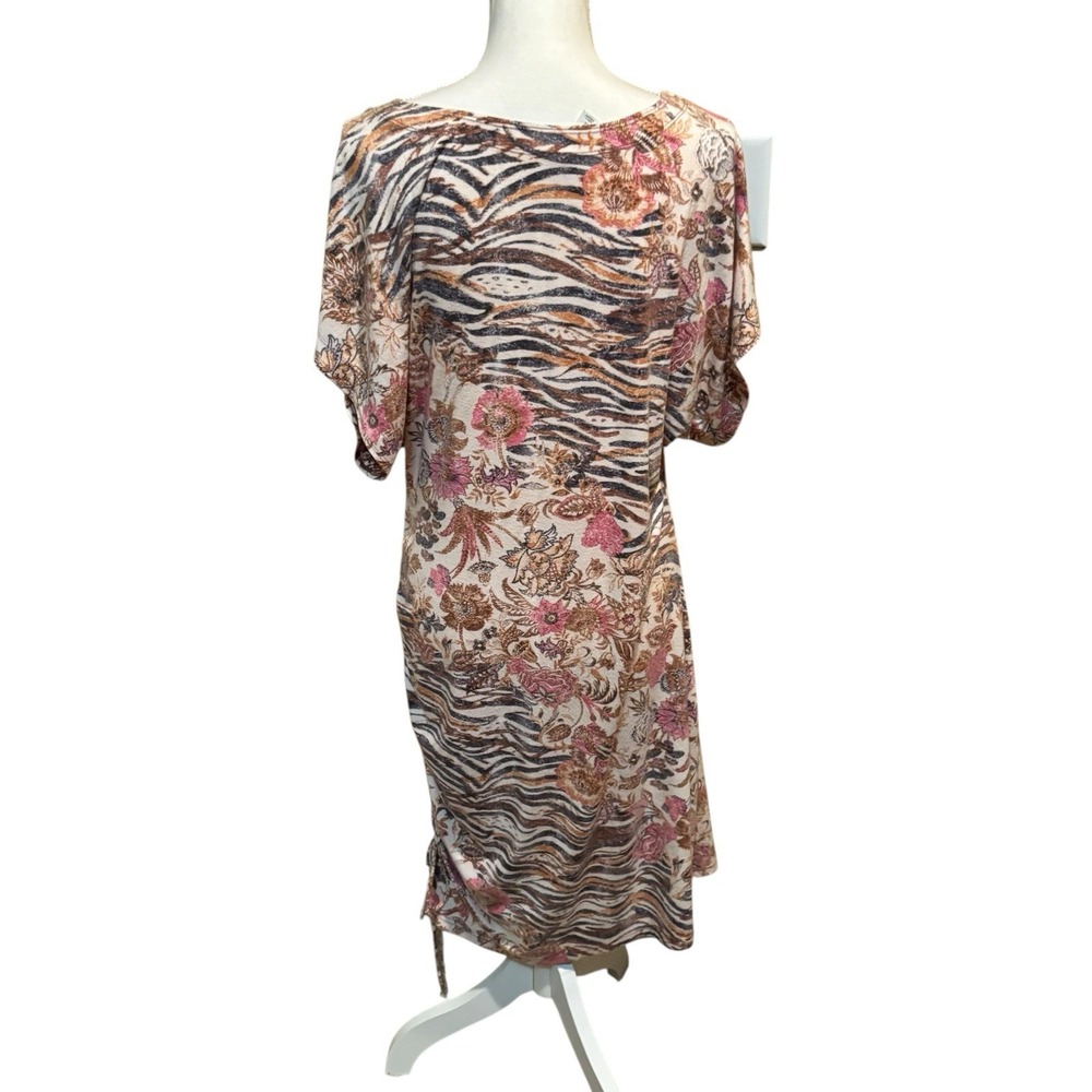 Anthropologie Daily Practice Zebra Floral Print Ruched Side Dress Women's XL - Picture 6 of 9